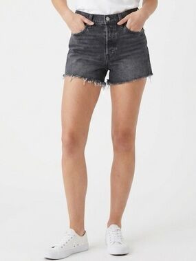 Lucky Brand High Rise Black Denim Cutoff Shorts Size 0/25 Raw Hem